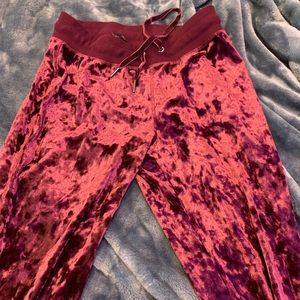 Dark red velvet sweatpants
